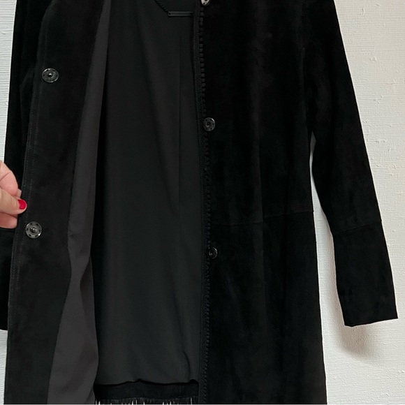 Ellie Tahari Lamb Suede Black Fringed Jacket - Picture 7 of 15